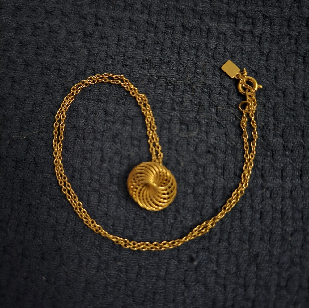 SPIRAL NECKLACE CHARM VINTAGE 1970S BOHO ACCENTS BY HALMARK 16"